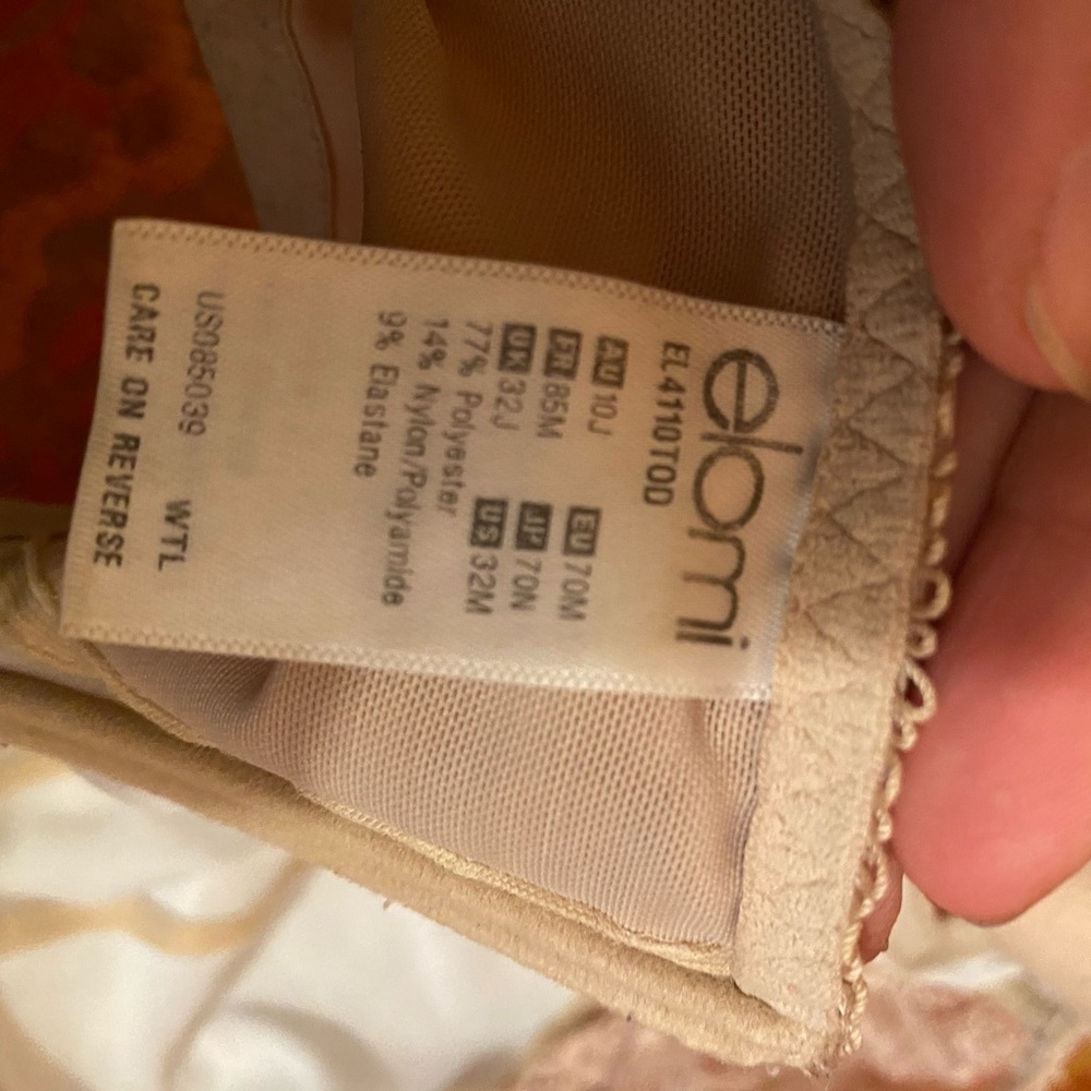 Elomi Underwire Bra nude Beige Lace Pale Pink Camo Demi Stretch TShirt Rare - Picture 10 of 11